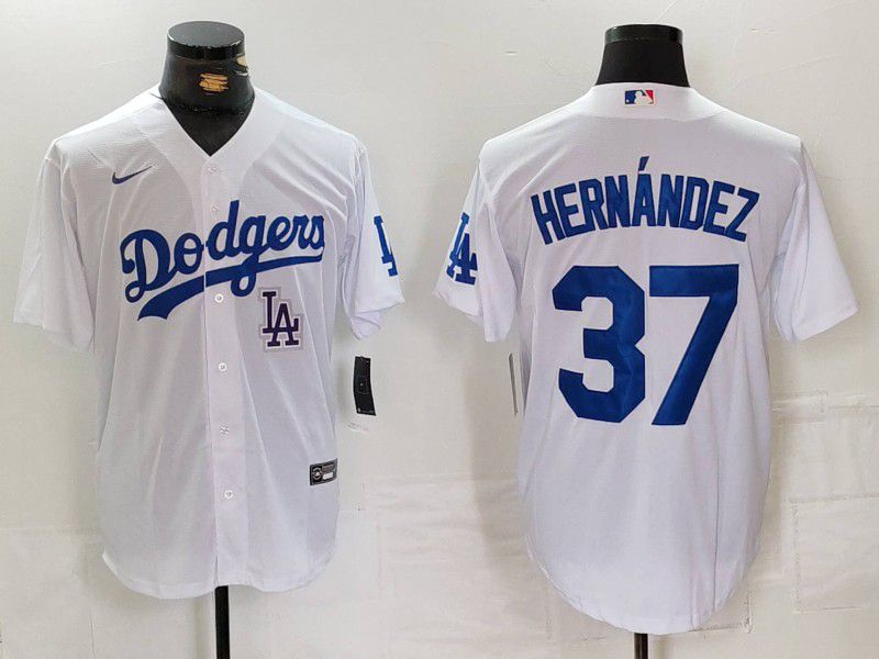 Men Los Angeles Dodgers 37 Hernandez White Nike Game 2024 MLB Jersey style 7244